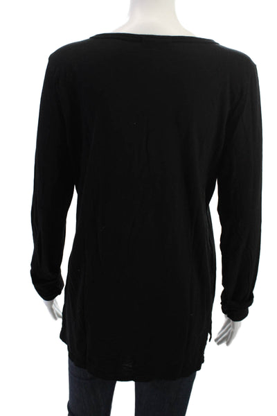 Marine Layer Women Basic Black Long Sleeve Cotton T-Shirt Size L