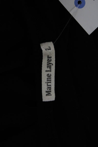 Marine Layer Women Basic Black Long Sleeve Cotton T-Shirt Size L