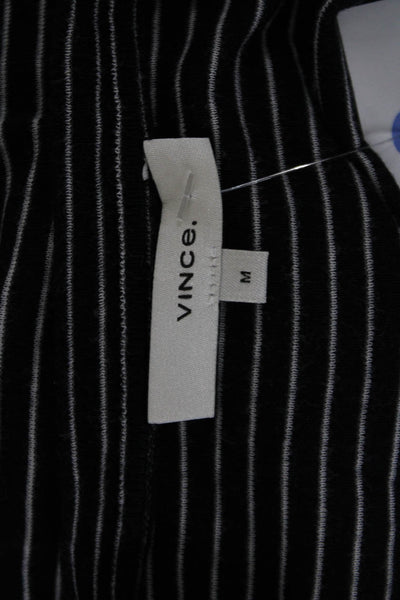 Vince Women Black Striped Jersey T-Shirt Pima Cotton 3/4 Sleeve Size M