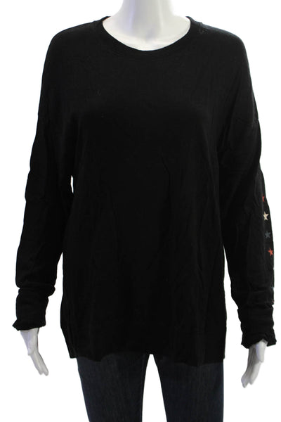 Sundry Women Basic Black Stars Long Sleeve T-Shirt Size 3