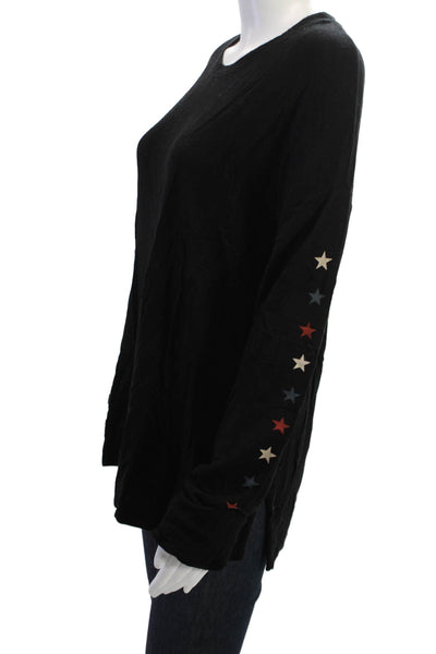 Sundry Women Basic Black Stars Long Sleeve T-Shirt Size 3