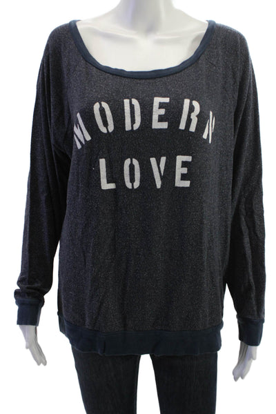 SOL ANGELES Womens Pullover Sweatshirt Dark Blue Graphic Long Sleeve Size L
