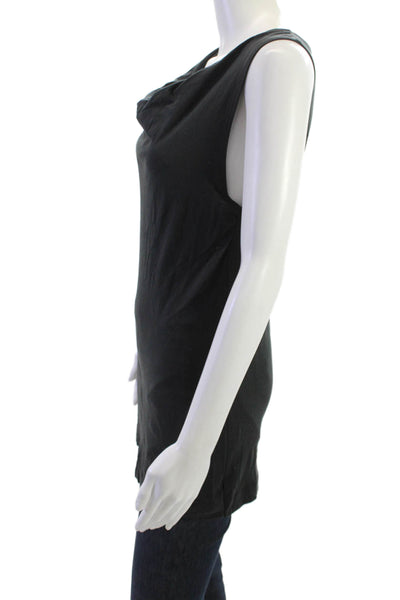 Theory Womens Sleeveless Tunic Tank Black Cotton Spandex Size L