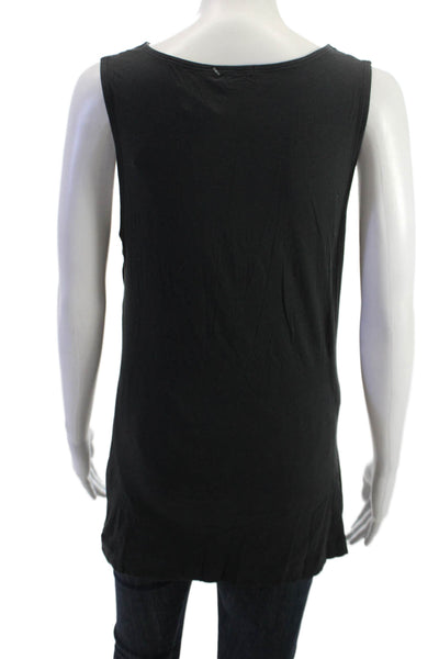 Theory Womens Sleeveless Tunic Tank Black Cotton Spandex Size L