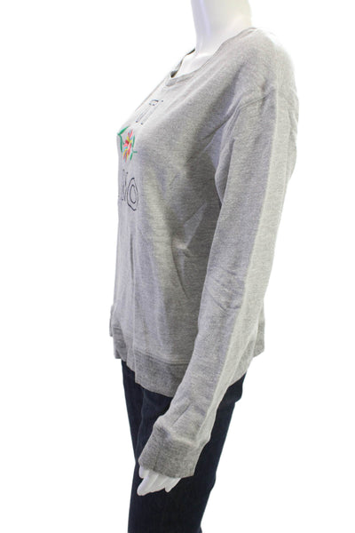 Sundry Womens Pullover Sweatshirts Gray Floral Crew Neck Size 2
