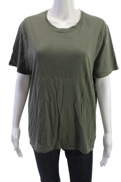 ATM Mens T-Shirt Green Cotton Crew Neck Short Sleeve Army Solid Size L