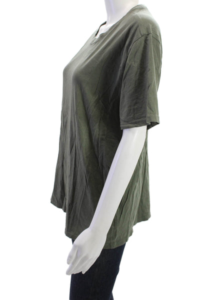 ATM Mens T-Shirt Green Cotton Crew Neck Short Sleeve Army Solid Size L
