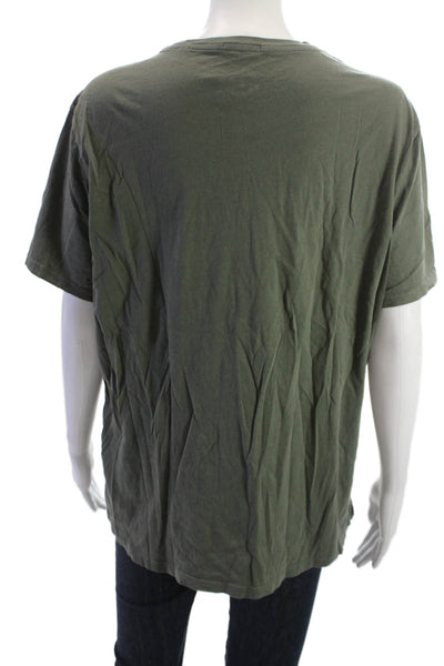 ATM Mens T-Shirt Green Cotton Crew Neck Short Sleeve Army Solid Size L