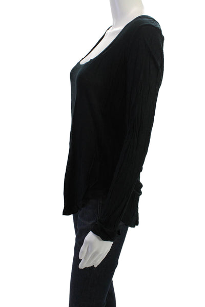 ATM Womens Basic Black Modal Round Neck Long Sleeve T-Shirt Size M