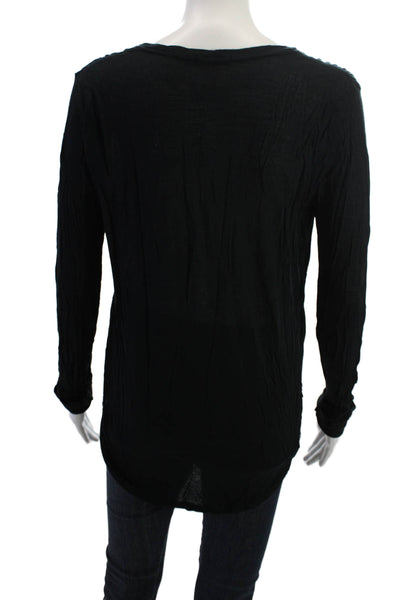 ATM Womens Basic Black Modal Round Neck Long Sleeve T-Shirt Size M