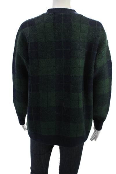 English Factory Unisex Dark Blue V-Neck Check Cardigan Long Sleeve Size XS