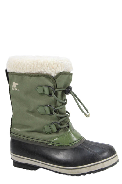 Sorel Women's Nylon Waterproof Lace Up Snow Boots Green/Black Size 5