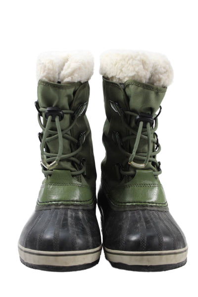 Sorel Women's Nylon Waterproof Lace Up Snow Boots Green/Black Size 5