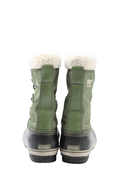 Sorel Women's Nylon Waterproof Lace Up Snow Boots Green/Black Size 5