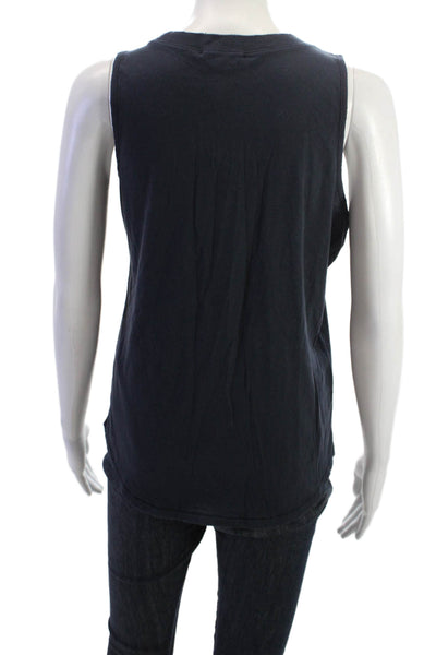 Leallo Women Black Basic Tank Sleeveless 100% Cotton Round Neck Size M