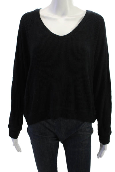 Electric & Rose Unisex Black V-Neck Long Sleeve Pullover Sweater Size M