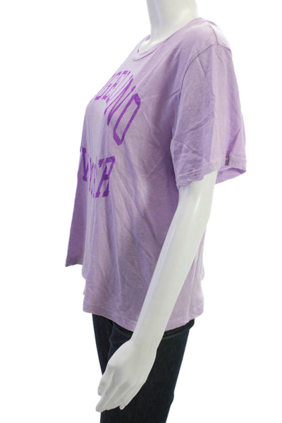 Sundry Womens Purple Graphic Cotton Short Sleeve Round Neck T-Shirt Size 4