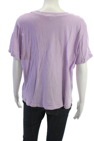 Sundry Womens Purple Graphic Cotton Short Sleeve Round Neck T-Shirt Size 4