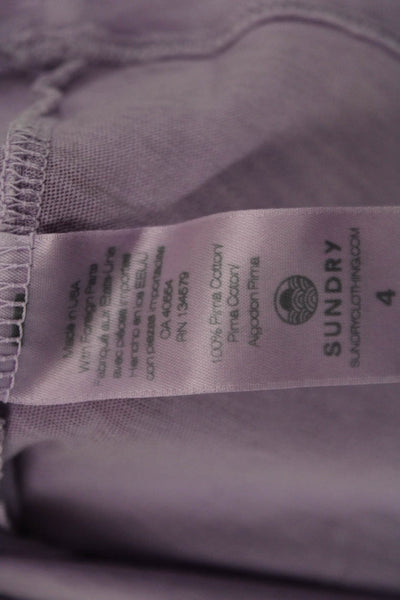 Sundry Womens Purple Graphic Cotton Short Sleeve Round Neck T-Shirt Size 4