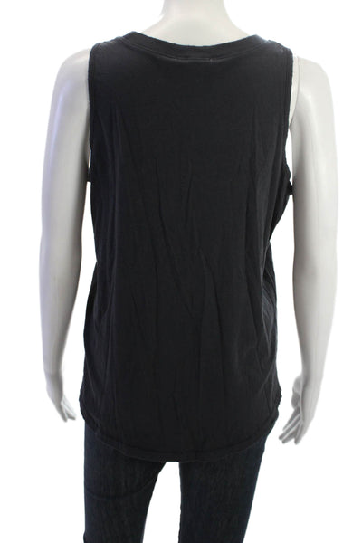Leallo Womens Basic Sleeveless Tank Black Round Neck 100% Cotton Size L