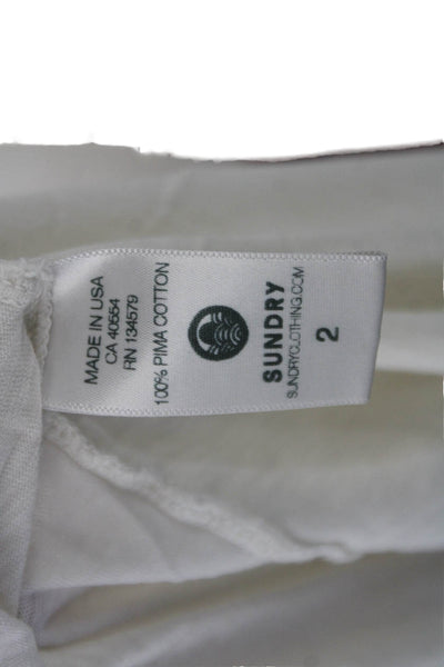 Sundry Womens Basic Tank White 100% Pima Cotton Sleeveless Round Neck Size 2