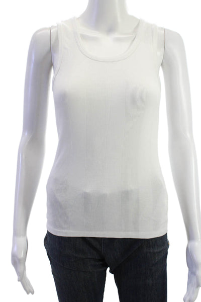 Goldie Womens Basic Sleeveless Tank White Pima Cotton Round Neck Size M