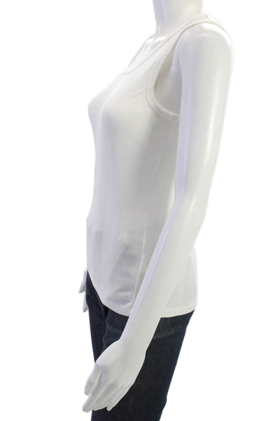 Goldie Womens Basic Sleeveless Tank White Pima Cotton Round Neck Size M
