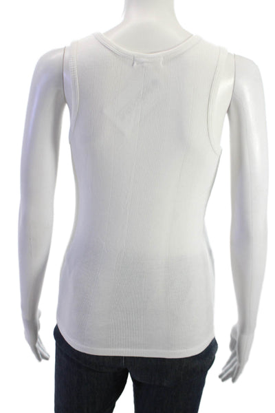 Goldie Womens Basic Sleeveless Tank White Pima Cotton Round Neck Size M