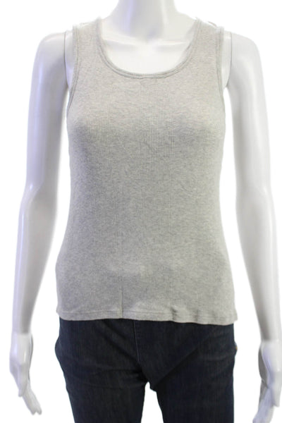 Goldie Womens Basic Tank Gray Pima Cotton Round Neck Sleeveless Size M