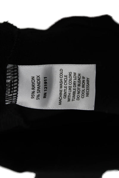 LNA Women Basic V-Neck Long Sleeve Button-Up Black Rayon Spandex 90s Size M