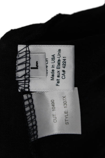 Stark Womens Black Linen Sleeveless Round Neck T-Shirt Bohemian Size L