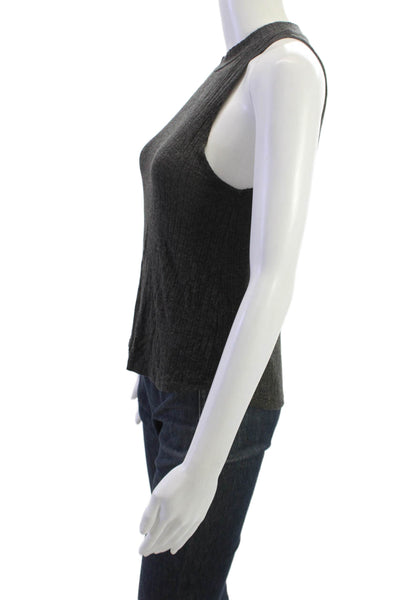 LNA Womens Basic Mock Neck Sleeveless Tank Dark Gray Modal Spandex Size S