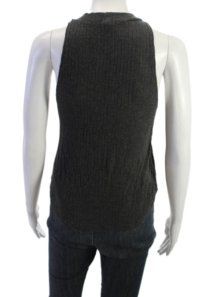 LNA Womens Basic Mock Neck Sleeveless Tank Dark Gray Modal Spandex Size S