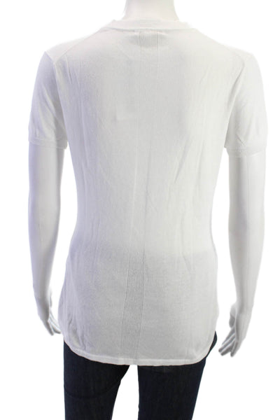 Minnie Rose Womens Basic White Cotton Short Sleeve Crew Neck T-Shirt Size L