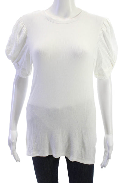 Goldie Womens Basic White T-Shirt Crew Neck Short Sleeve Modal Spandex Size L