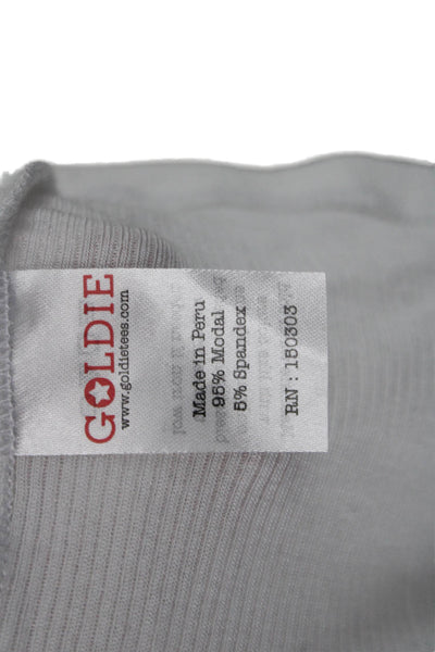 Goldie Womens Basic White T-Shirt Crew Neck Short Sleeve Modal Spandex Size L