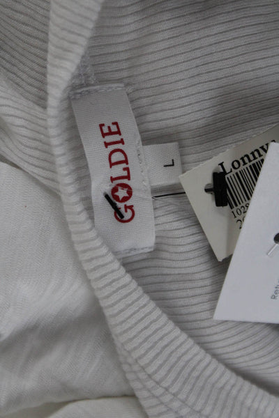 Goldie Womens Basic White T-Shirt Crew Neck Short Sleeve Modal Spandex Size L