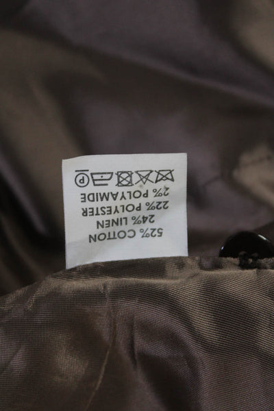 Dries Van Noten Unisex Brown Plaid Blazer V-Neck Cotton Linen Blend Size 34