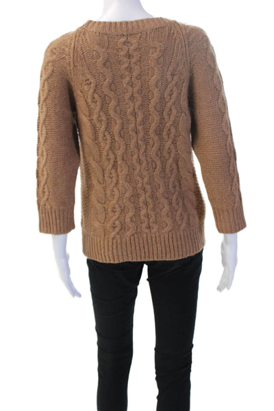 J Crew Unisex Brown Pullover Sweater Crewneck 3/4 Sleeve Alpaca Merino Size M