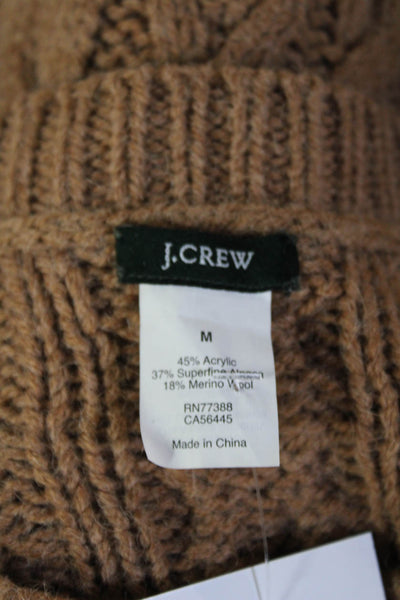 J Crew Unisex Brown Pullover Sweater Crewneck 3/4 Sleeve Alpaca Merino Size M