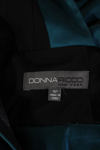 Donna Ricco Women Black Sheath Pencil Dress V-Neck Sleeveless Lace Up Size 4P