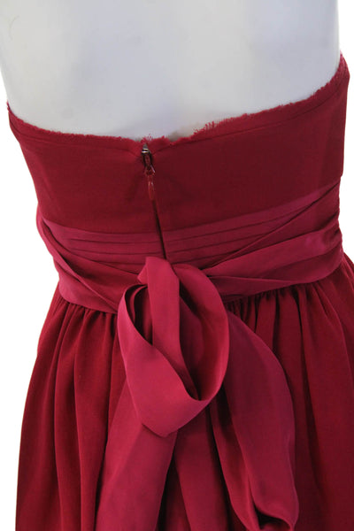 BCBG Max Azria Women Red Maxi Dress Sleeveless Tie Waist Polyester Size 0
