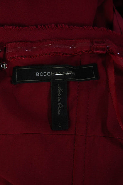BCBG Max Azria Women Red Maxi Dress Sleeveless Tie Waist Polyester Size 0