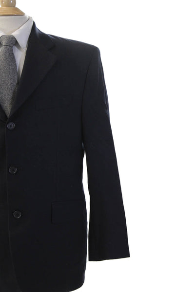 Alfani Mens Dark Blue Wool Cashmere Suit Jacket Button Collared Classic Size 38