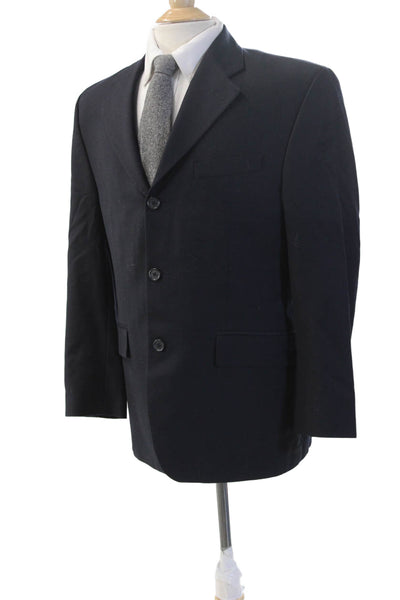 Alfani Mens Dark Blue Wool Cashmere Suit Jacket Button Collared Classic Size 38