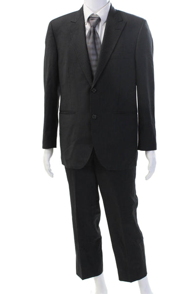 Alfani Mens Black 2 Piece Wool Blend Suit Size 40