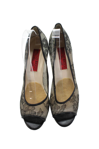 Bruno Ricci For Diane B Womens Lace Open Toe Pumps Black Size 40 10