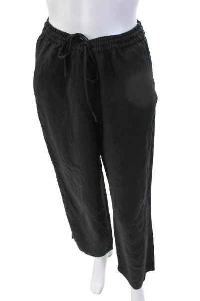 Zara Women Cropped Black Pants Polyester Drawstring Inseam 29 Size XS