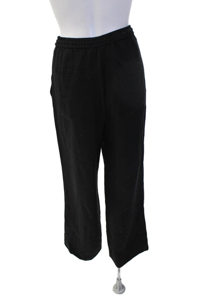Zara Women Cropped Black Pants Polyester Drawstring Inseam 29 Size XS