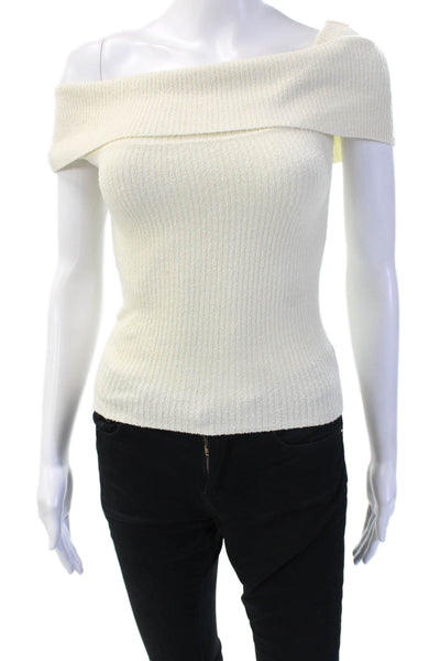 Pixie Market Women Off Shoulder Top Beige Zip Solid Fall Size XS